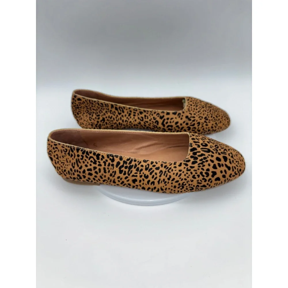 MADEWELL Leopard Ballet Flat Shoe Cory Calf Hair Square‎ Toe